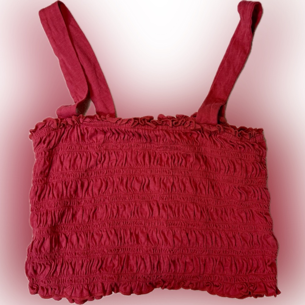 American Eagle Red Smocked Crop Top | Sz M